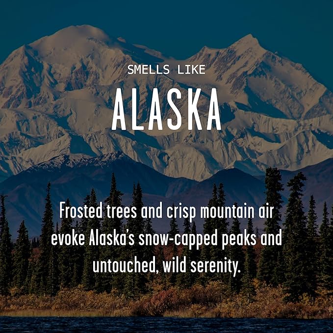 Alaska Gifts, Alaska Decor for Home - 'There's No Place Like Alaska Candle, w/Frosted Trees & Mountain Air I Alaska Souvenirs I Alaska State Gifts I 9oz Jar, 50Hr Burn, USA Made