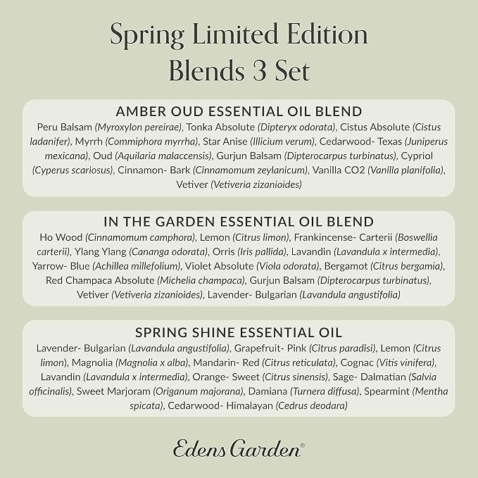 Edens Garden Spring Essential Oils 3 Set – 100% Therapeutic Grade, Fragrance Oil-Free & Undiluted Aromatherapy Blends for Relaxation, Diffusers & Home – Natural Gift for Wellness, 10 ml/ 3 Pack