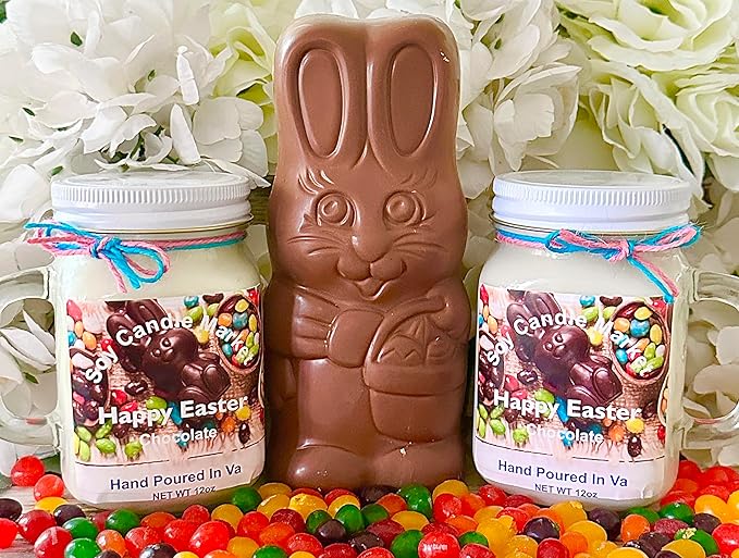 Soy Scented Candles | Handmade & Highly Aromatic Candles Burns Upto 85 Hours in Glass Jar - Perfect for Home Decor, Wedding, Birthday, Dinner (Happy Easter, 12 oz)