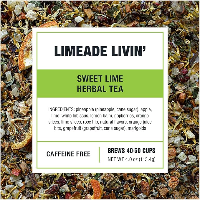 Tiesta Tea - Limeade Livin, Loose Leaf, Sweet Lime Herbal Tea, Non-Caffeinated Fruit Blend, Makes Hot or Iced & Up to 50 Cups, 4oz Refillable Tin