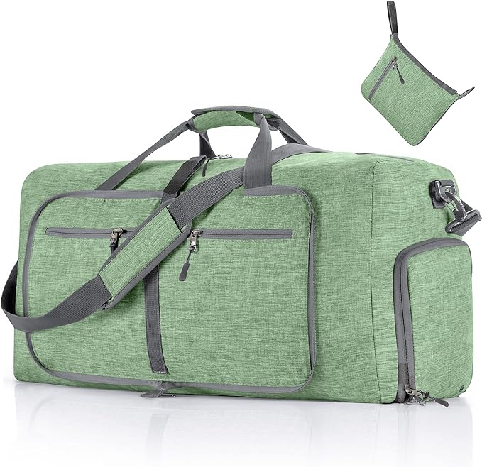 Vomgomfom 65L/85L/115L Foldable Travel Duffle Bag, Lightweight Checked Luggage with Shoe Compartment, Water-Resistant Weekender Overnight Bag for Men & Women