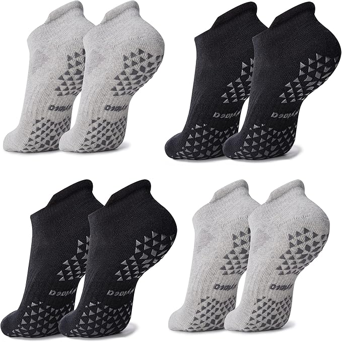 Hylaea Unisex Non Slip Socks with Grip for Yoga, Hospital, Pilates, Barre | Ankle, Cushioned