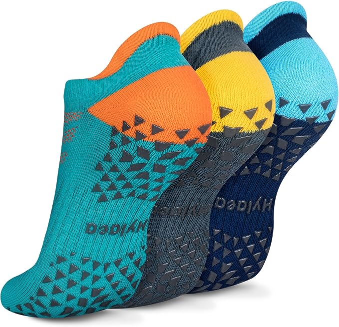 Hylaea Unisex Non Slip Socks with Grip for Yoga, Hospital, Pilates, Barre | Ankle, Cushioned