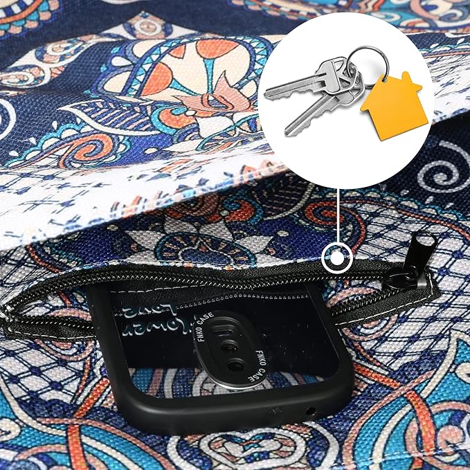 Fashion Printed Yoga Mat Bag with Large Side Pocket & Zipper Pocket Long Tote Yoga Bag Fit Most Size Mats - Holds More Yoga Accessories