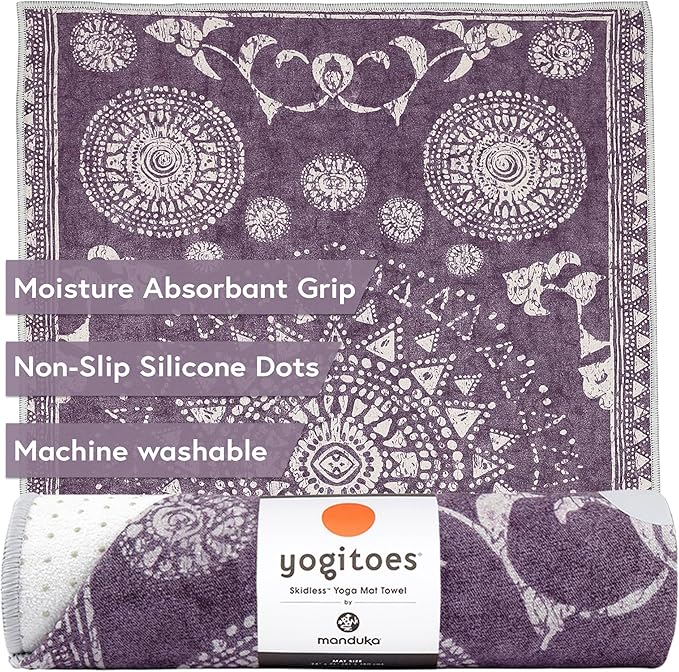 Manduka Yogitoes Hot Yoga Mat Towel - 71" | Moisture Activated Grip | Patented Silicone Nubs | Highly Absorbent, Durable & Easy Care | Made from Recycled Materials | 71 x 24 Inches