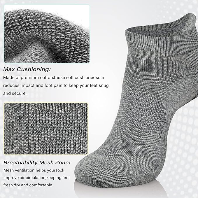 Hylaea Unisex Non Slip Socks with Grip for Yoga, Hospital, Pilates, Barre | Ankle, Cushioned