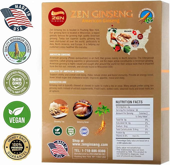 8 Boxes of American Wisconsin Ginseng Slice (4oz/Box) 32oz Total — Performance & Mental Health for Men & Women