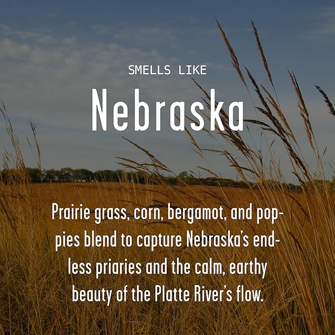Nebraska Gifts, Nebraska Decor for Home - 'There's No Place Like Nebraska Candle, w/Prarie Grass, Eucalyptus, Corn & Bergamot I Nebraska Souvenirs I Nebraska State Gifts I 9oz Jar, 50Hr Burn, USA Made