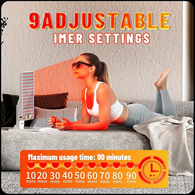 Red Light Therapy Device,Portable LED Red Infrared Light Device with 630nm, 660nm & 850nm Combination Light for Face and Body, 9 Adjustable Timer Settings, Adjustable Angle, Includes Goggles,White
