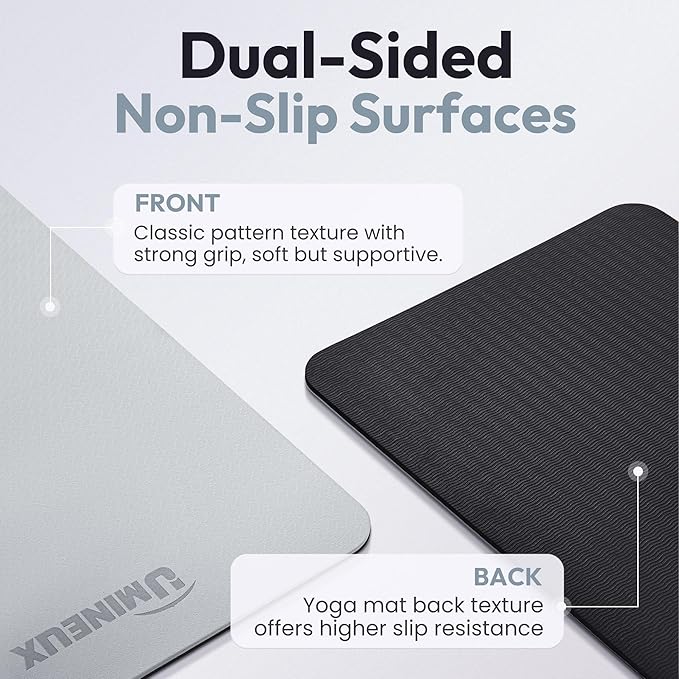 Umineux Yoga Mat Non Slip, 6MM (1/4") Yoga Mat Strap, POE Yoga Mats for Women Men, 72"x24", Great for Workout, Yoga, Pilates, Fitness & Floor Exercises