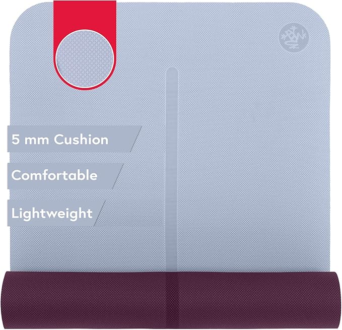 Manduka Begin Yoga Mat 68" - 5mm Cushioning | Comfortable, Lightweight & Reversible with Alignment Stripe | Budget-Friendly | 68 x 24 inches