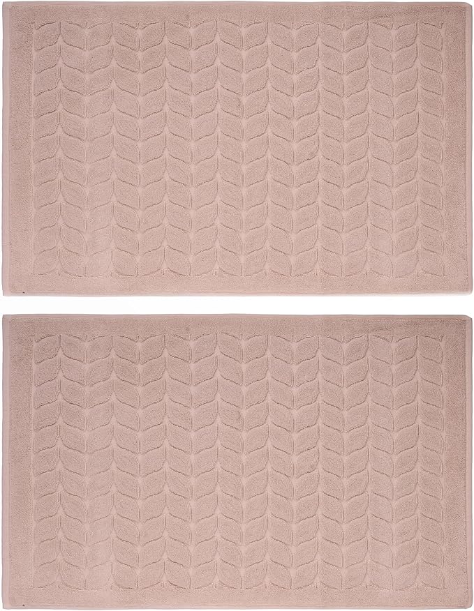 BAGNO MILANO Turkish Bath Towels, Soft Plush Jacquard Luxury Bath Towels, Quick Dry Towel Set (Latte, 2 Pcs Bathmat Set)