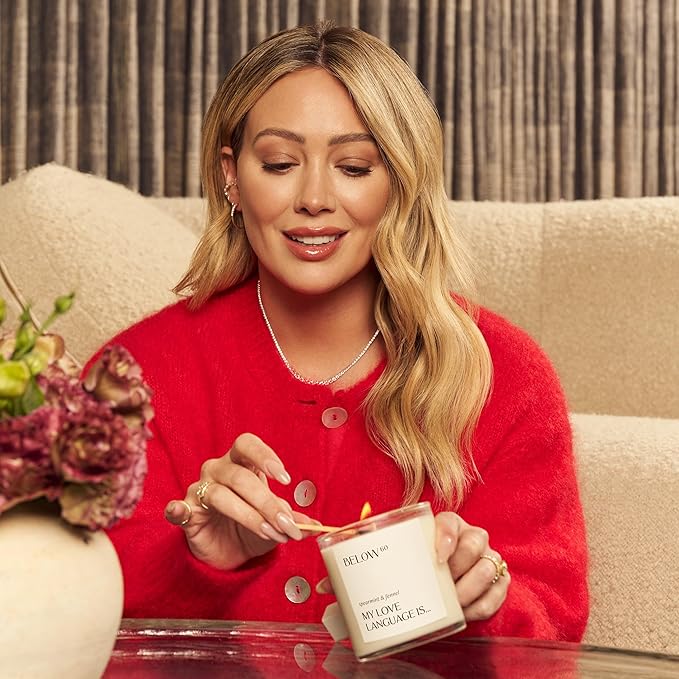 Hilary Duff’s Below 60 Scented Candle | My Love Language is… | Essential Oil-Based Fragrance | Hand-Made with Paraffin-Free Soy Wax | 100% Cotton Wick | 50 hr Burn Time | Spearmint & Fennel (10oz)