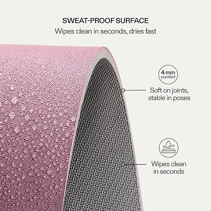 Vesstra Premium Yoga Mat – 4mm I Sweat-Activated Non-Slip PU Grip I Natural Rubber Base for Yoga, Pilates and Fitness