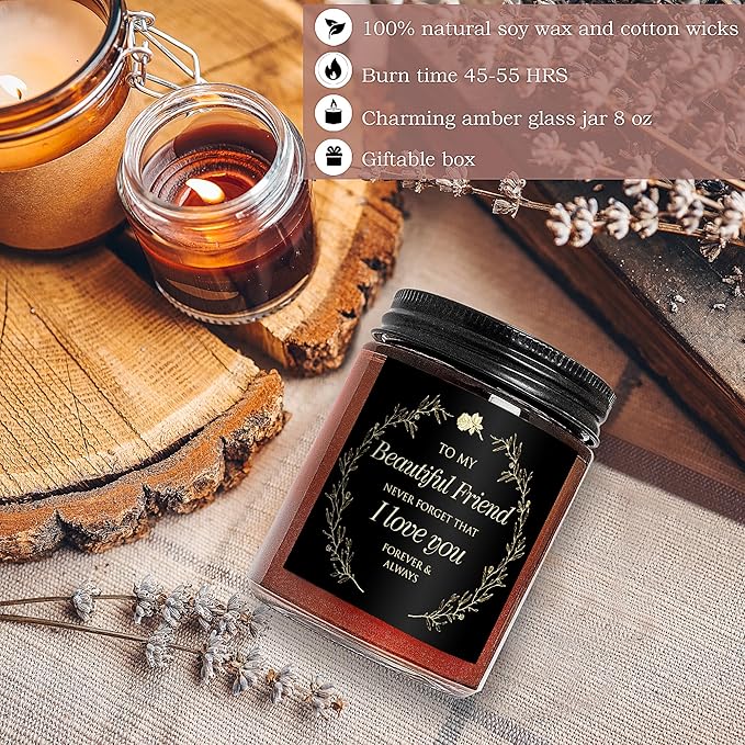 Friendship Gifts for Women - My Beautiful Friend Soy Candle for Best Friend Bestie BFF Soul Sister Bonus Sister - Valentines Day, Birthday Gift - Love You Gift for Her Girlfriend Boyfriend Men