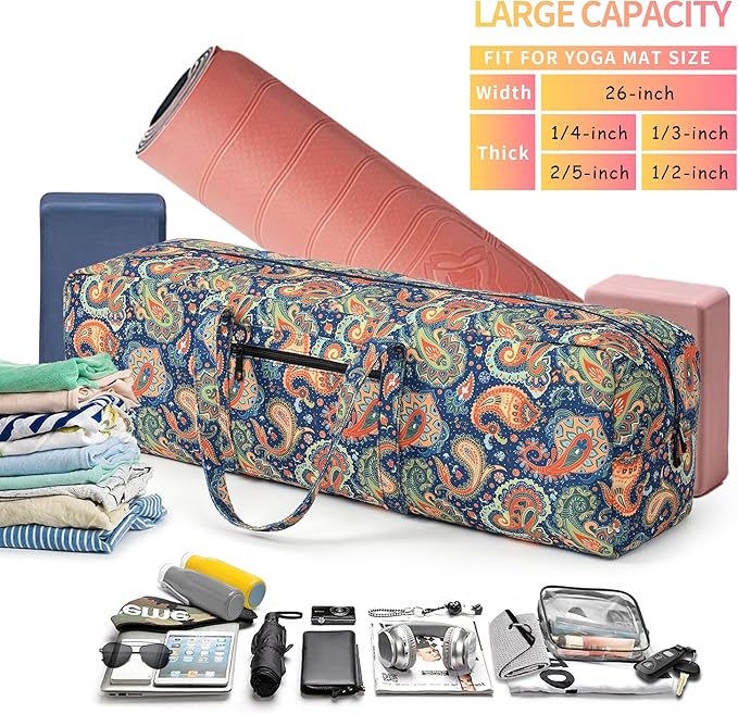 Boulder Bee | Yoga Mat Bag | Large Yoga Mat Carrier with Wet Pocket | Yoga Gifts | Gym Tote Bag for Women