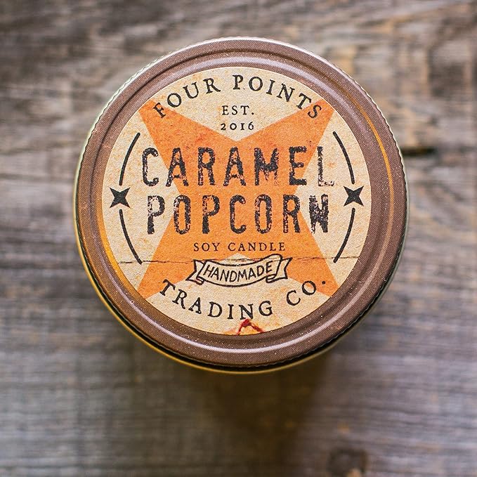 Caramel Popcorn 4 Oz Scented Soy Aromatherapy Candle w/Jar