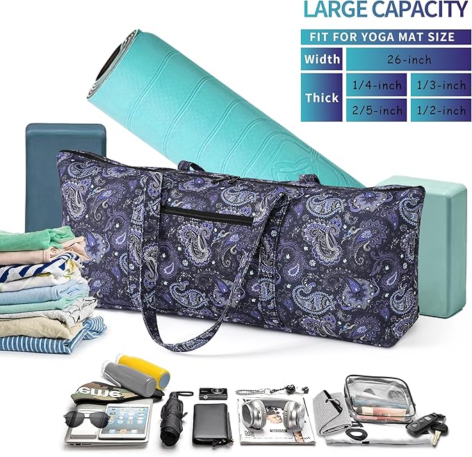 Boulder Bee | Yoga Mat Bag | Large Yoga Mat Carrier with Wet Pocket | Yoga Gifts | Gym Tote Bag for Women