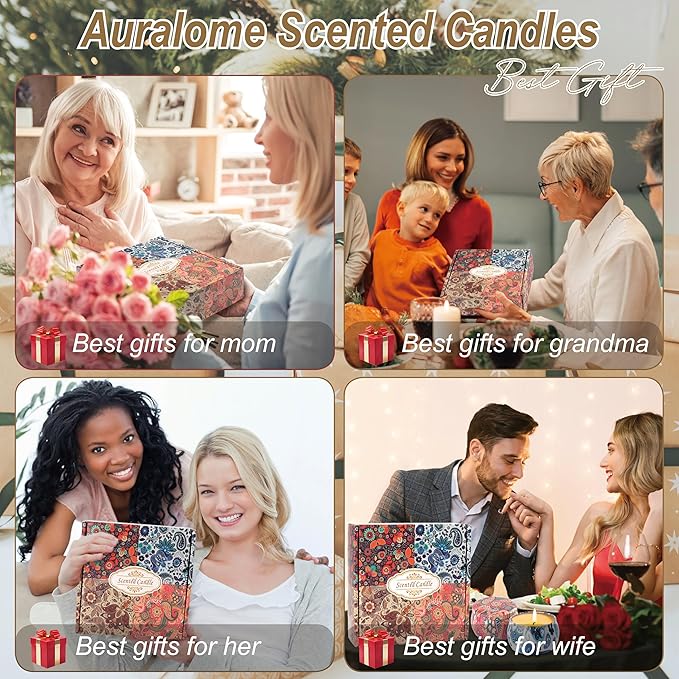 Scented Candles Gifts for Women - Soy Wax Natural Candle Set Aromatherapy Outdoor Indoor Small Aroma Candle Gift 4 PCS 4.4 Oz for Mothers Day Birthday Valentines Christmas Home Spa Bath Yoga