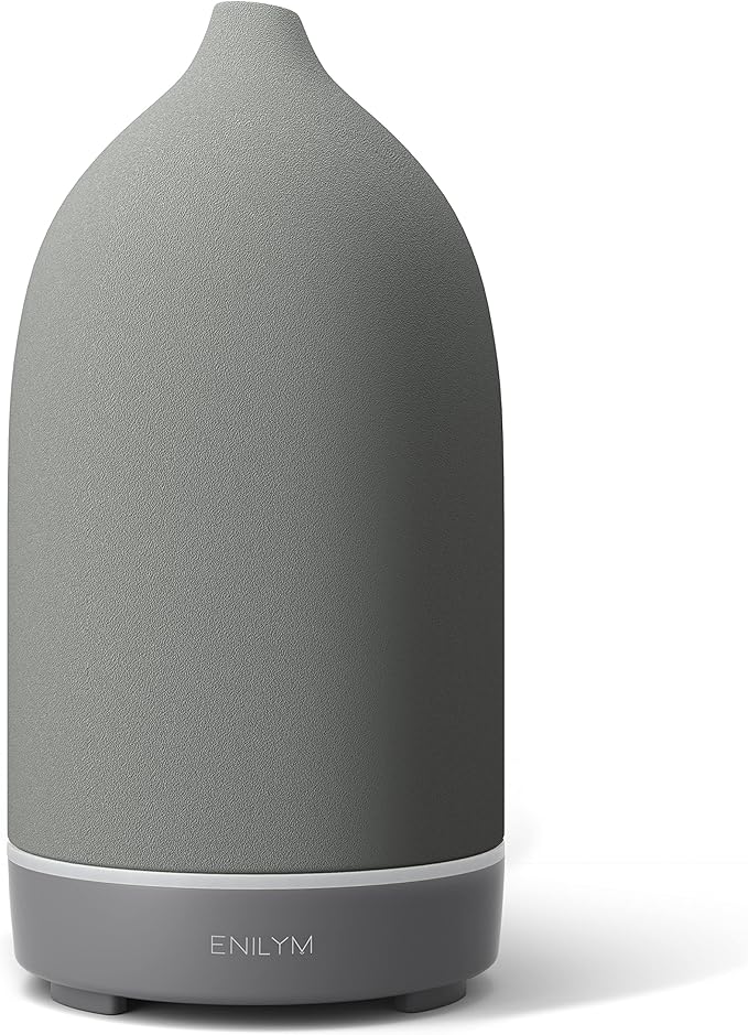 Aromatherapy Essential Oil Diffuser,9 Colors Mood Light,4 Timer Stone Diffuser Living Room(Grey)