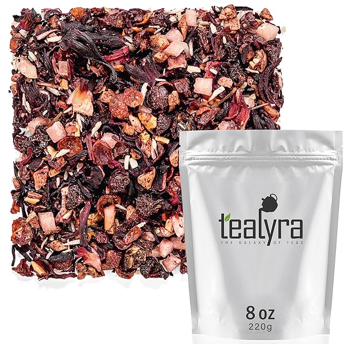 Tealyra Pina Colada Cocktail Tea - Coconut Hibiscus Fruit - Herbal & Fruity Loose Leaf - Caffeine-Free - Hot & Iced - Vitamins Rich - All Natural - 220g (8-ounce)