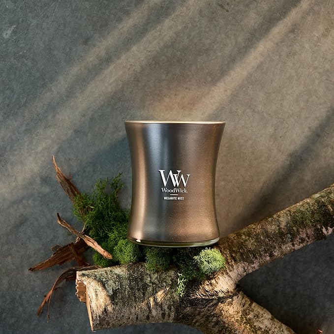 WoodWick Melanite Mist Holiday Candle Gifts for Women and Men, 9.7 oz Precious Metals Collection with Crackling Wick