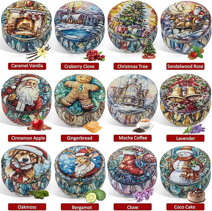 12 Pack Christmas Scented Candles Gifts Set for Women, Candles for Home Scented, 2.5 oz Soy Wax Aromatherapy Candle, Best Gifts for Women Thanksgiving Day Birthday Christmas