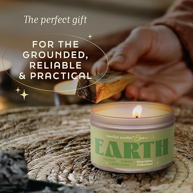 Zodiac Earth Taurus Virgo Capricorn Gifts for Women, 45 Hour Burn, Zodiac Astrology Gifts Meditation Candle Healing with Crystals, Spiritual Manifestation Crystal Candle Healing Stones Bracelet