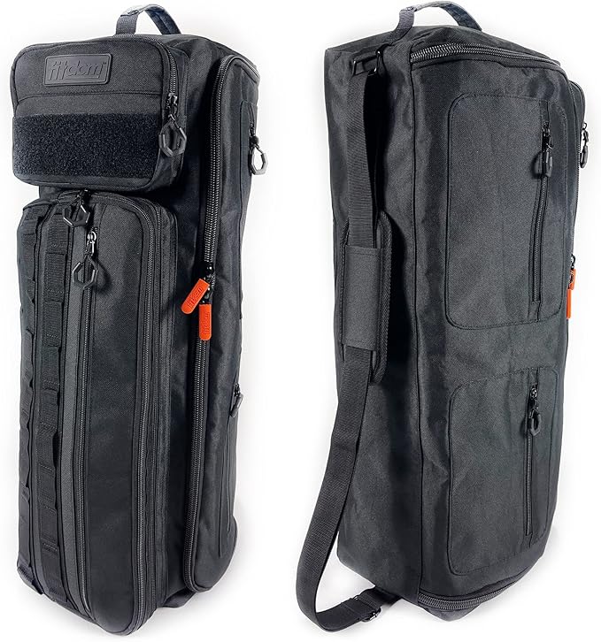 Fitdom Tactical Inspired Yoga Bag for Adult Men. Heavy Duty Yoga Bags and Carriers Fits All Your Stuff. Yoga Mat Bag with Expandable Compartment for 2 Yoga Blocks & Multiple Pockets - Yoga Mat Carrier
