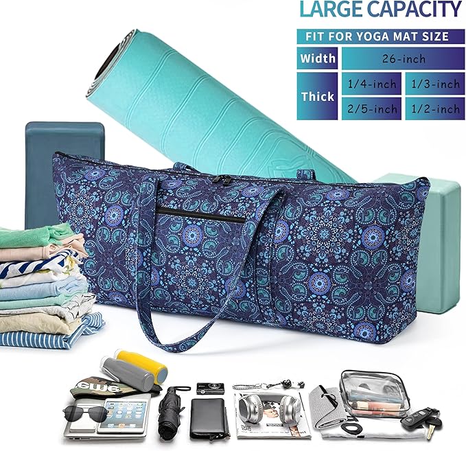 Boulder Bee | Yoga Mat Bag | Large Yoga Mat Carrier with Wet Pocket | Yoga Gifts | Gym Tote Bag for Women
