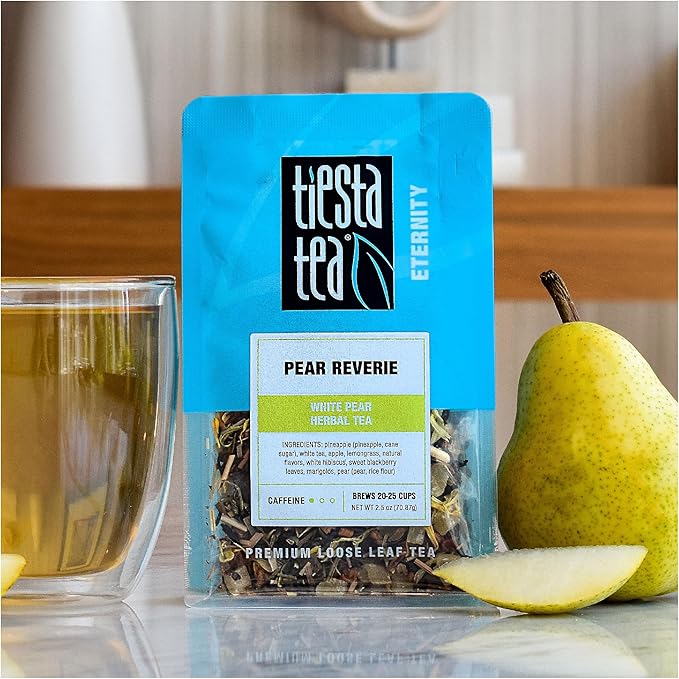 Tiesta Tea - Pear Reverie Tea, Loose Leaf, White Pear Herbal Tea, Premium Low Caffeine Tea Blend, Make Hot or Iced & Up to 25 Cups, 2.5 oz Resealable Pouch