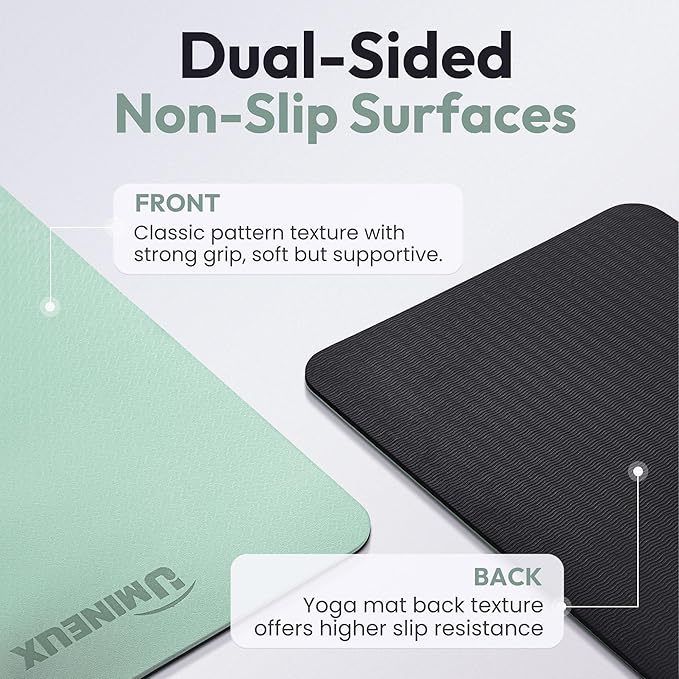 Umineux Yoga Mat Non Slip, 6MM (1/4") Yoga Mat Strap, POE Yoga Mats for Women Men, 72"x24", Great for Workout, Yoga, Pilates, Fitness & Floor Exercises