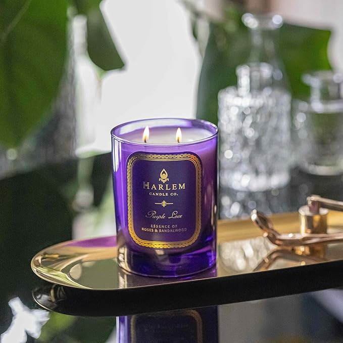 HARLEM CANDLE CO. Purple Love - Luxury Scented Soy Candle, 11 oz - 80-Hour Burn Time | Rose, Sandalwood, Apple and Clove | Scented Candles for Home