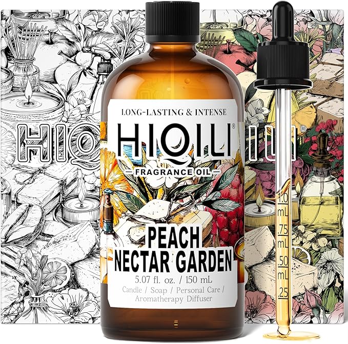 HIQILI Peach Nectar Garden Fragrance Oil for Diffuser, Inspired by Pris.HIL-ton, Candle & Soap Making, Sweet Floral-Fruity Notes, Long-Lasting Scent- 5.07fl oz