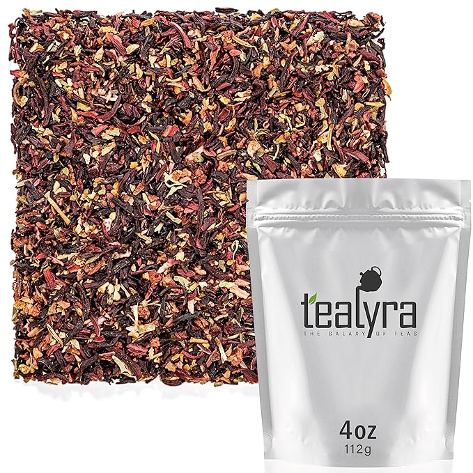 Tealyra - Strawberry Hibiscus Sangria - Apple Orange Mint - Herbal Fruity Loose Leaf Tea Blend - Caffeine-Free - Vitamin Rich - Hot or Iced - 112g (4-ounce)
