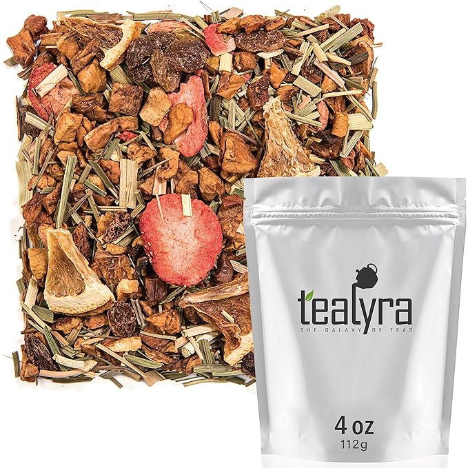 Tealyra - Lovely Lemongrass - Strawberry - Orange - Fruity Herbal Loose Leaf Tea - Hot and Iced Drink - Vitamins and Antioxidants Rich - Caffeine Free - All Natural - 112g (4-ounce)